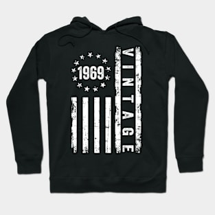 55 Years Old Gifts Vintage 1969 American Flag 55th Birthday Hoodie